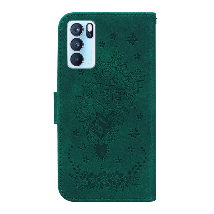 For OPPO Reno6 Pro 5G Butterfly Rose Embossed Leather Phone Case