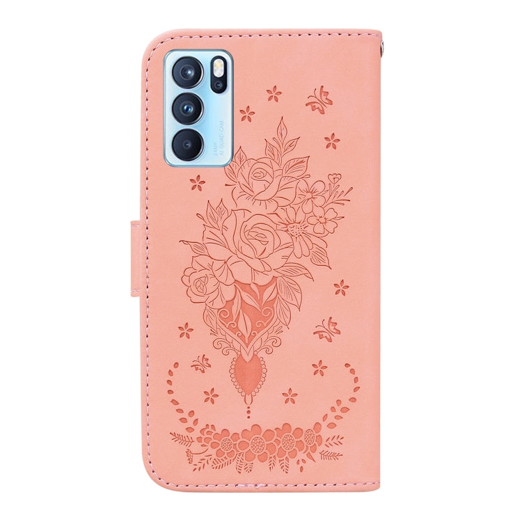 For OPPO Reno6 Pro 5G Butterfly Rose Embossed Leather Phone Case