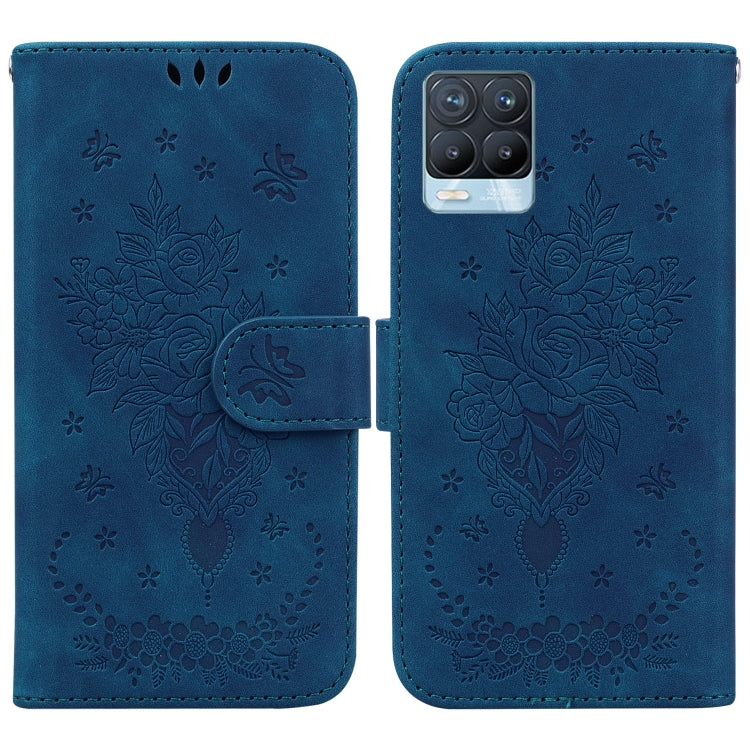 For OPPO Realme 8 / 8 Pro Butterfly Rose Embossed Leather Phone Case