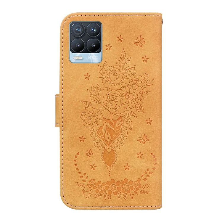 For OPPO Realme 8 / 8 Pro Butterfly Rose Embossed Leather Phone Case