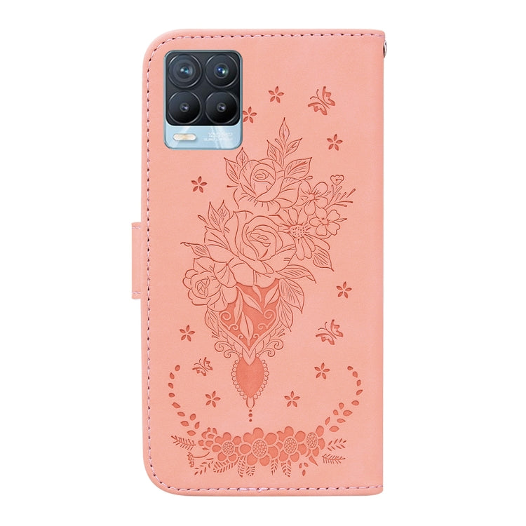 For OPPO Realme 8 / 8 Pro Butterfly Rose Embossed Leather Phone Case