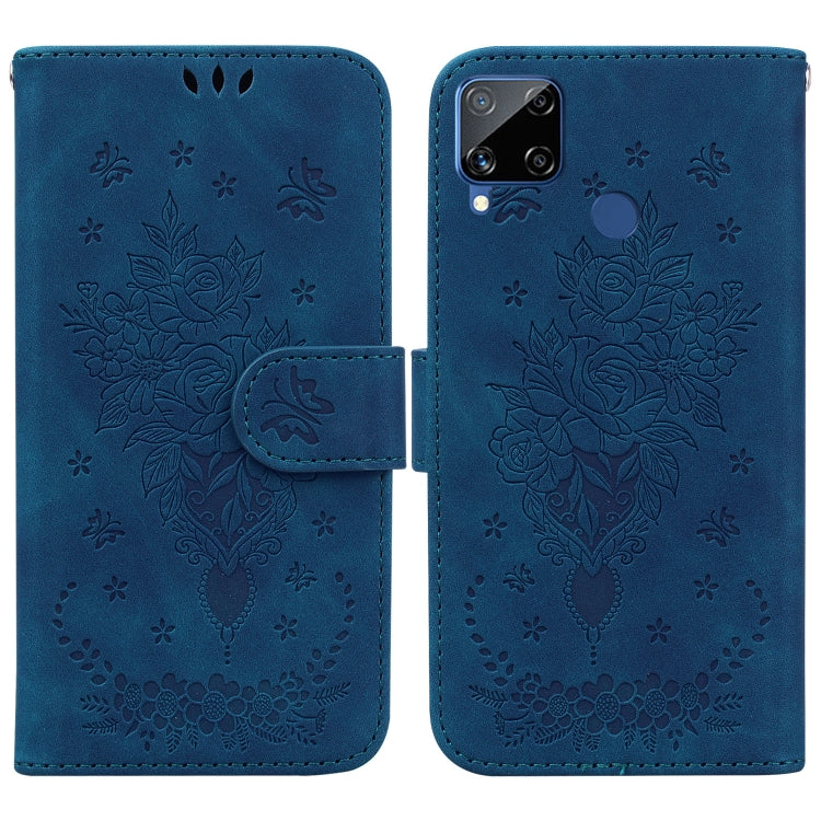 For OPPO Realme C15 / C12 / Narzo 20 Butterfly Rose Embossed Leather Phone Case