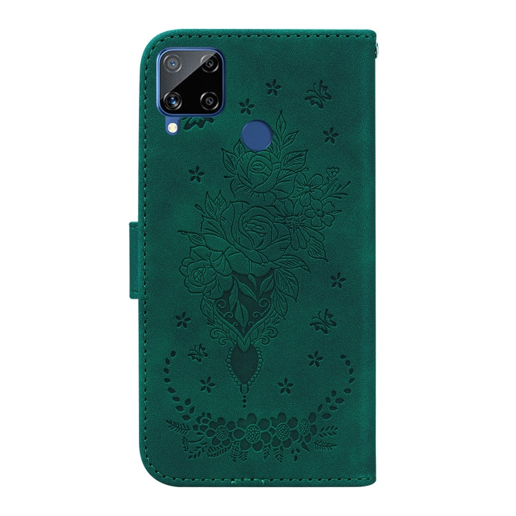 For OPPO Realme C15 / C12 / Narzo 20 Butterfly Rose Embossed Leather Phone Case