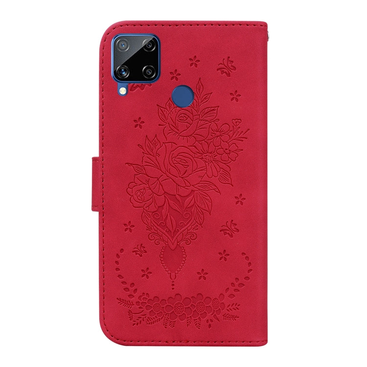For OPPO Realme C15 / C12 / Narzo 20 Butterfly Rose Embossed Leather Phone Case
