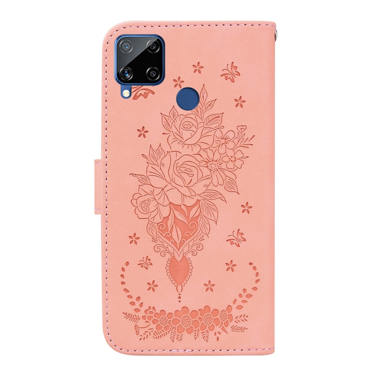 For OPPO Realme C15 / C12 / Narzo 20 Butterfly Rose Embossed Leather Phone Case