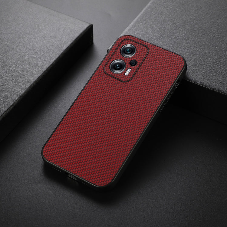 For Xiaomi Redmi Note 11T Pro / 11T Pro+ Accurate Hole Carbon Fiber Texture PU Phone Case