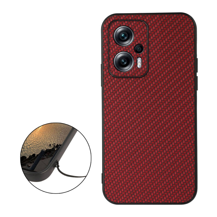 For Xiaomi Redmi Note 11T Pro / 11T Pro+ Accurate Hole Carbon Fiber Texture PU Phone Case
