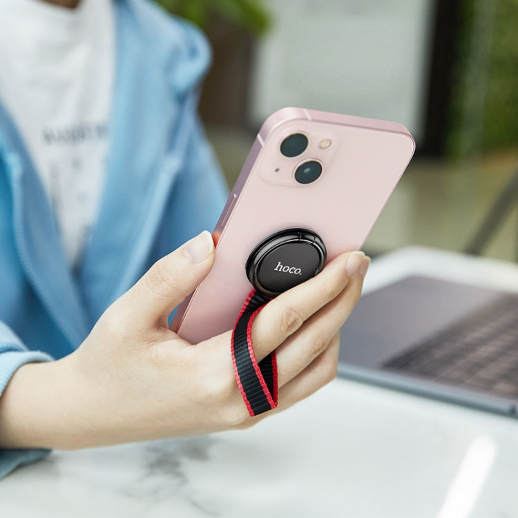 hoco GM105 Mobile Phone Anti-fall Ring Buckle with Lanyard(Black)