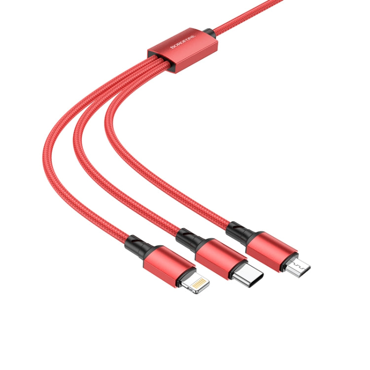 Borofone BX72 Type-C / USB-C + 8 Pin + Micro USB 3 In 1 Charging Cable, Length: 1m