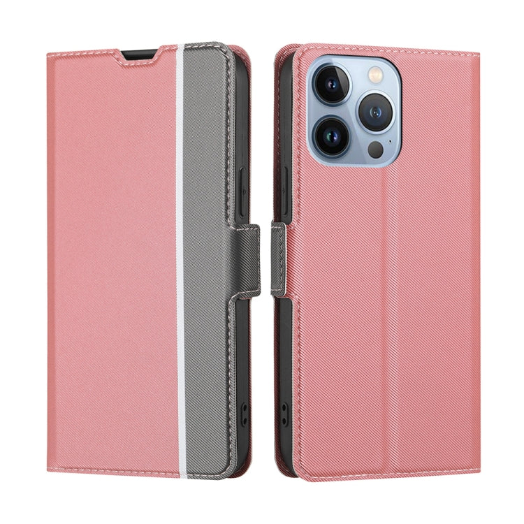 For iPhone 13 Pro Max Twill Texture Side Button Leather Phone Case