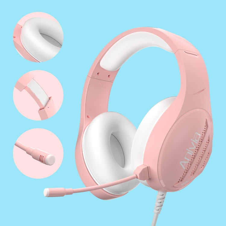 Anivia A10 3.5mm Wired Music Headset with Mic(Pink)