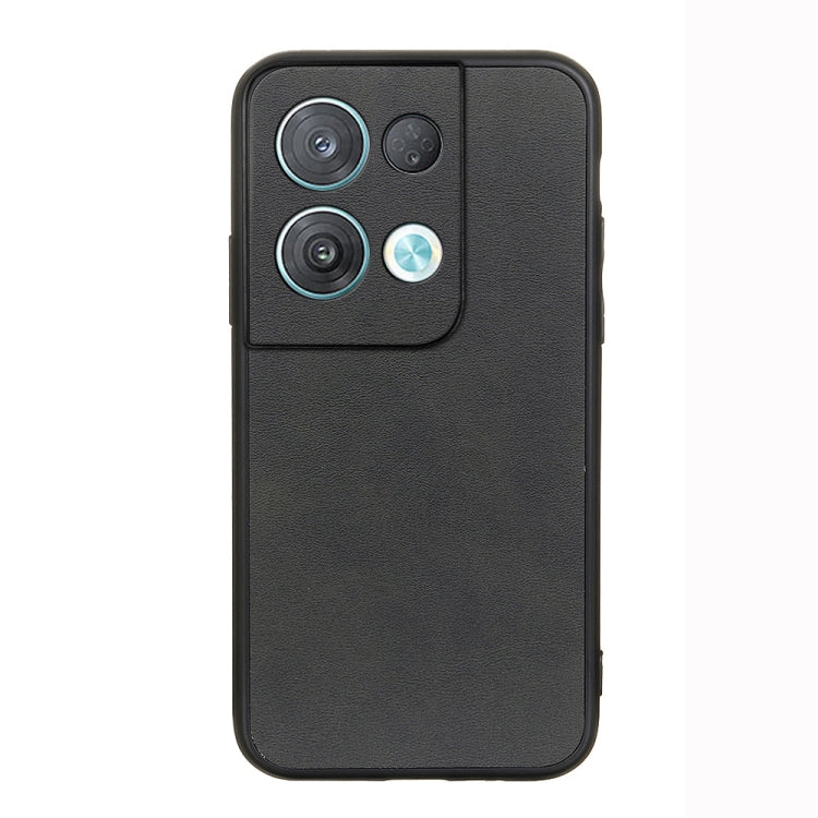 For OPPO Reno8 Accurate Hole Two-color Calf Texture PU Phone Case