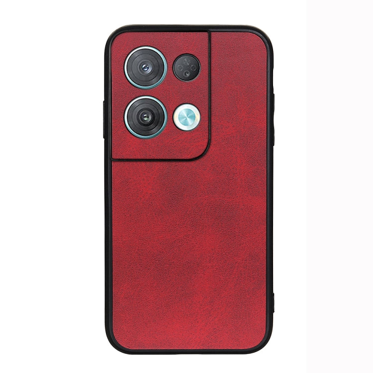 For OPPO Reno8 Accurate Hole Two-color Calf Texture PU Phone Case