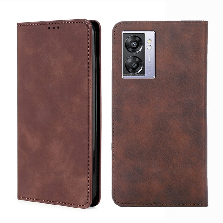 For OPPO A57 5G 2022/Realme Q5i Skin Feel Magnetic Horizontal Flip Leather Phone Case