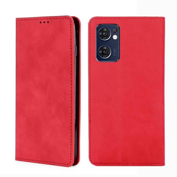 For OPPO Find X5 Lite Skin Feel Magnetic Horizontal Flip Leather Phone Case