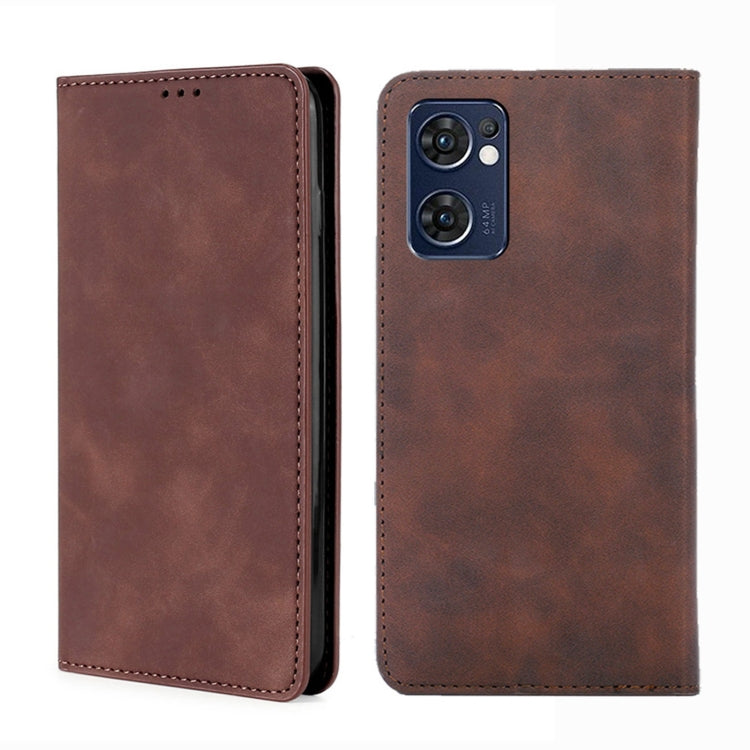 For OPPO Find X5 Lite Skin Feel Magnetic Horizontal Flip Leather Phone Case