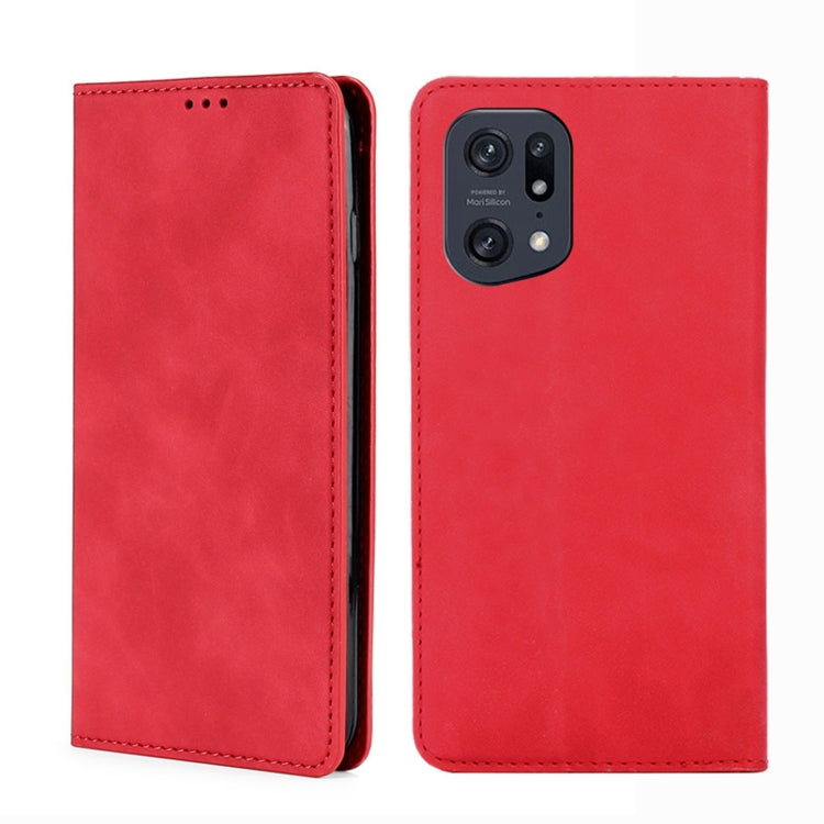For OPPO Find X5 Pro Skin Feel Magnetic Horizontal Flip Leather Phone Case