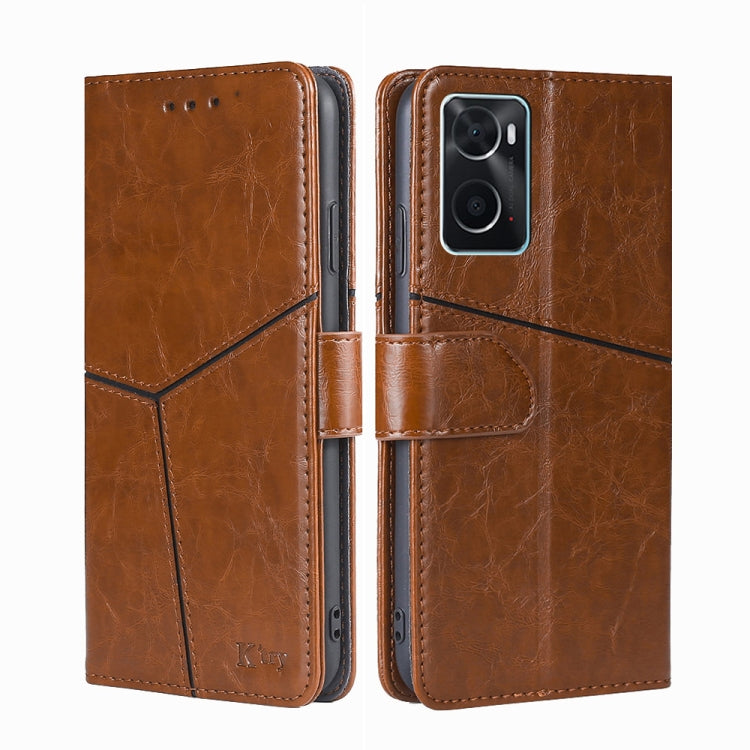 For OPPO A36 4G/A76 4G Global Geometric Stitching Horizontal Flip Leather Phone Case