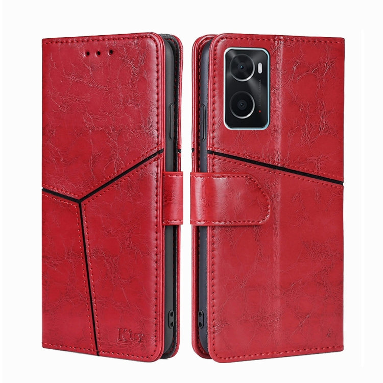 For OPPO A36 4G/A76 4G Global Geometric Stitching Horizontal Flip Leather Phone Case