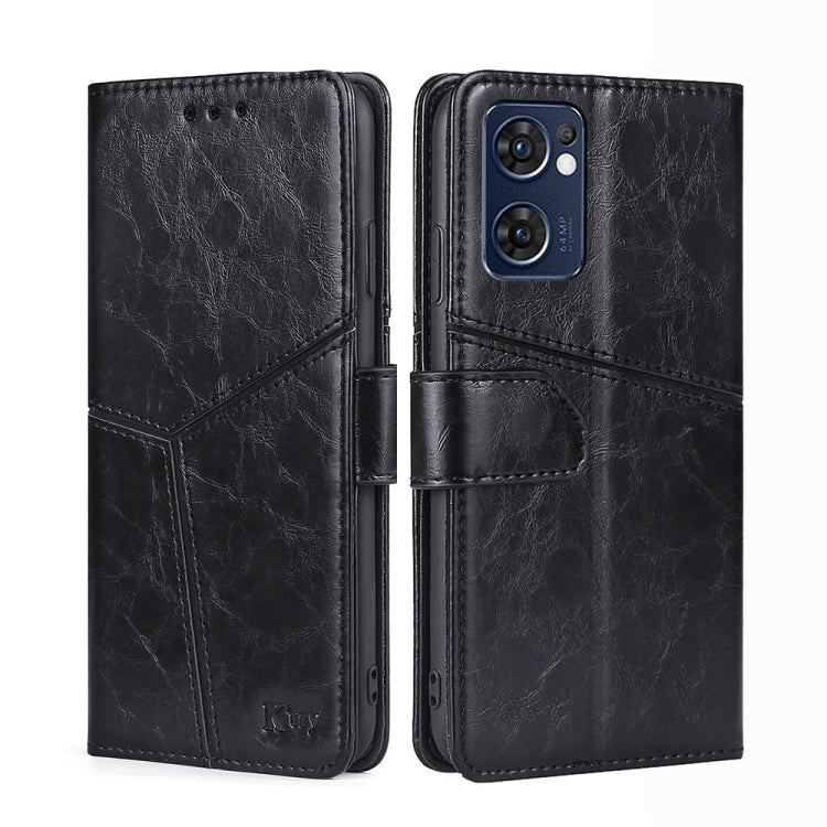 For OPPO Find X5 Lite Geometric Stitching Horizontal Flip Leather Phone Case