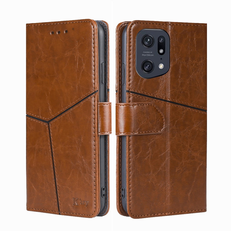 For OPPO Find X5 Pro Geometric Stitching Horizontal Flip Leather Phone Case