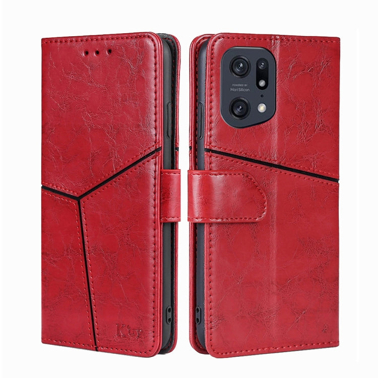For OPPO Find X5 Pro Geometric Stitching Horizontal Flip Leather Phone Case