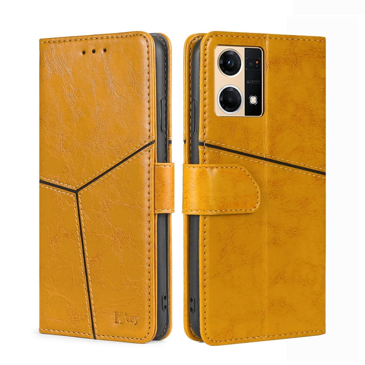For OPPO Reno7 4G/F21 Pro 4G Geometric Stitching Horizontal Flip Leather Phone Case