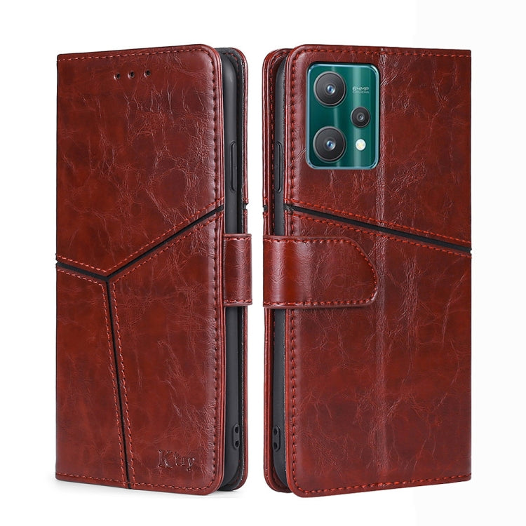 For OPPO Realme 9 Pro Geometric Stitching Horizontal Flip Leather Phone Case