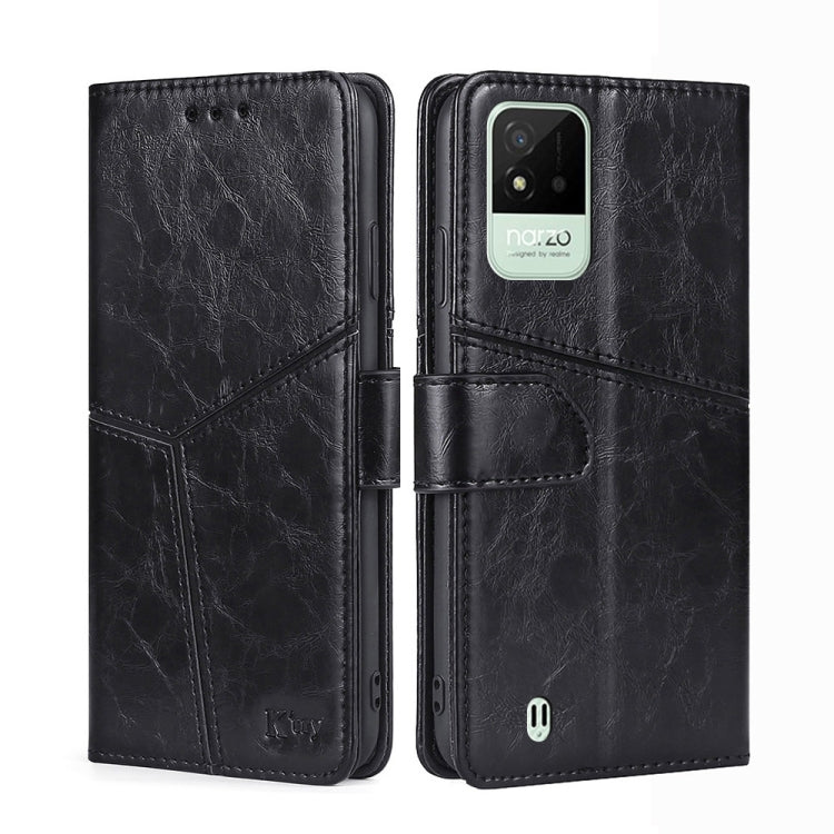 For OPPO Realme Narzo 50i Geometric Stitching Horizontal Flip Leather Phone Case