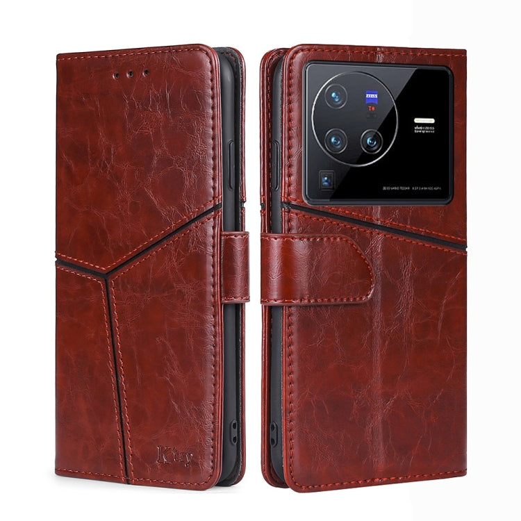 For vivo X80 Pro Geometric Stitching Horizontal Flip Leather Phone Case