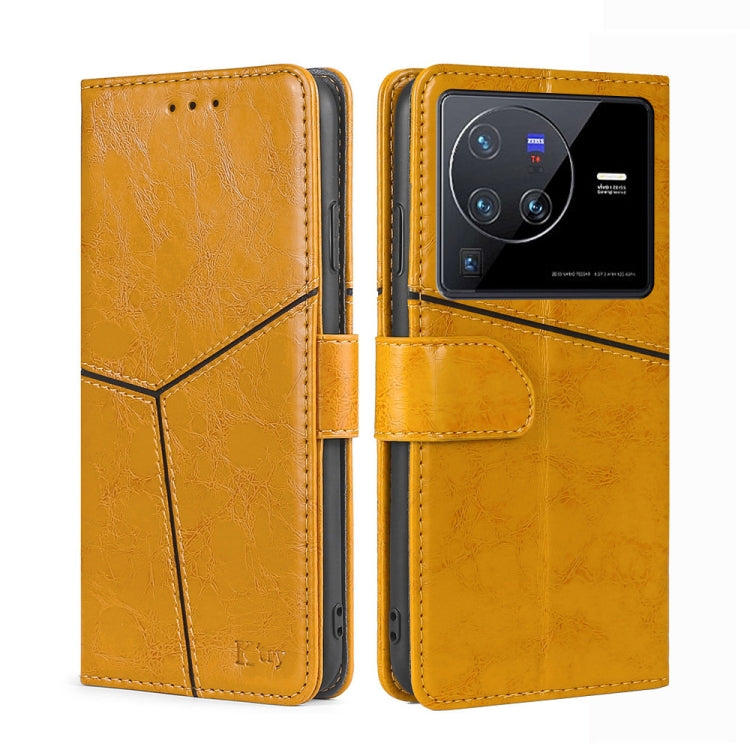 For vivo X80 Pro Geometric Stitching Horizontal Flip Leather Phone Case