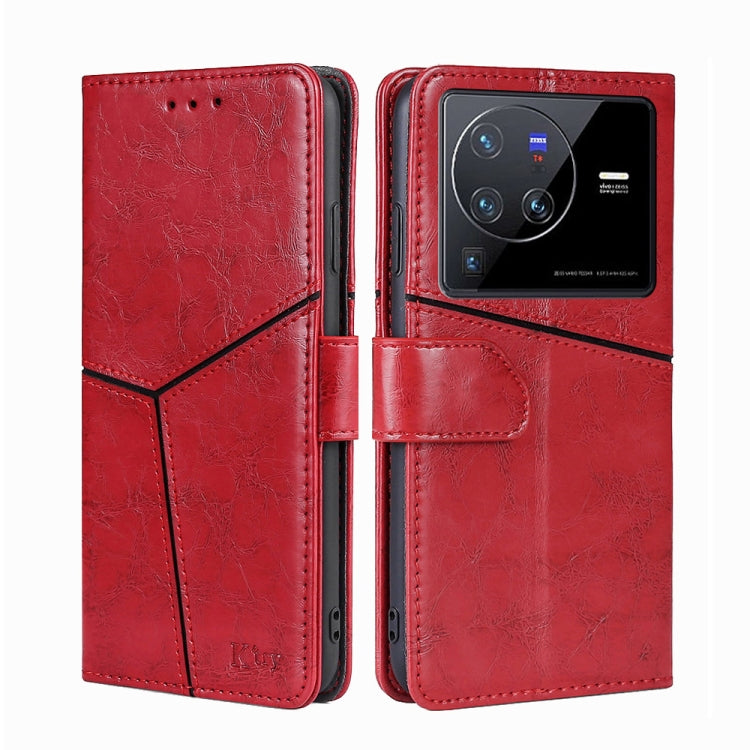For vivo X80 Pro Geometric Stitching Horizontal Flip Leather Phone Case