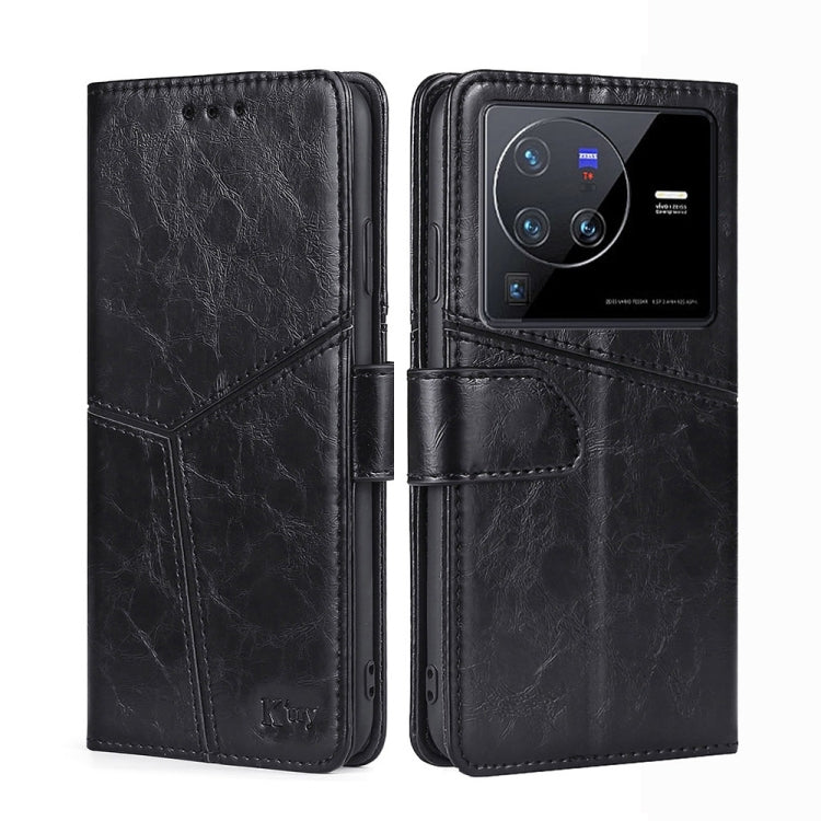 For vivo X80 Pro Geometric Stitching Horizontal Flip Leather Phone Case