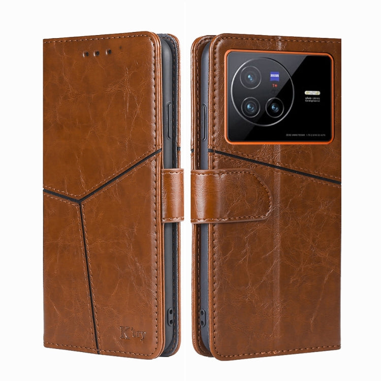 For vivo X80 Geometric Stitching Horizontal Flip Leather Phone Case