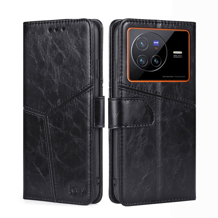 For vivo X80 Geometric Stitching Horizontal Flip Leather Phone Case