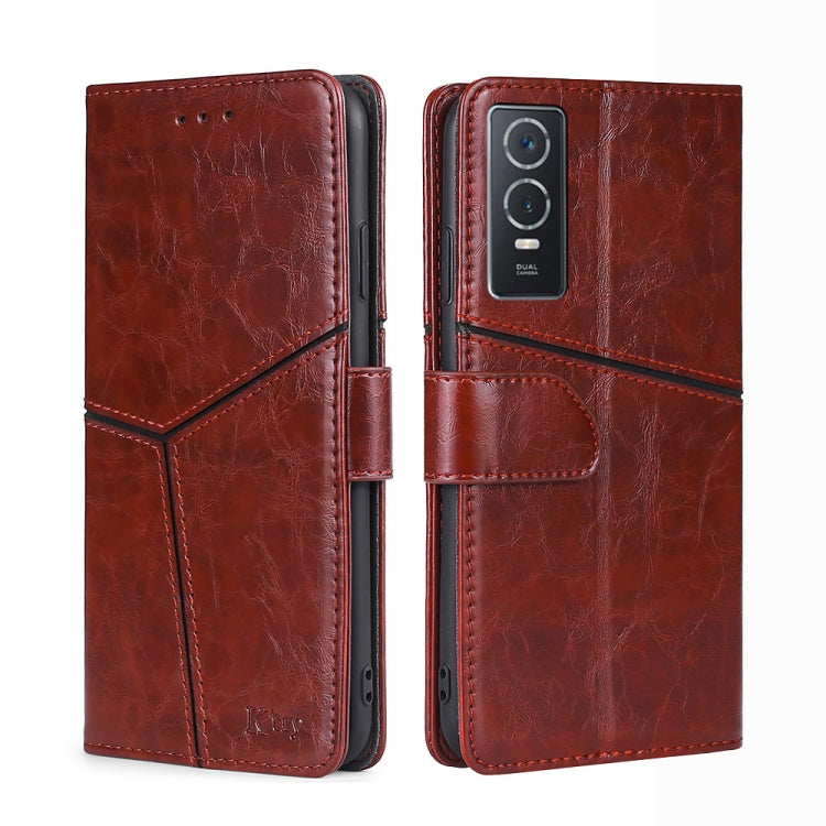 For vivo Y76S/Y74S Geometric Stitching Horizontal Flip Leather Phone Case