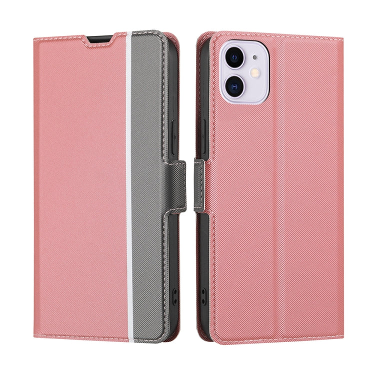For iPhone 11 Twill Texture Side Button Leather Phone Case