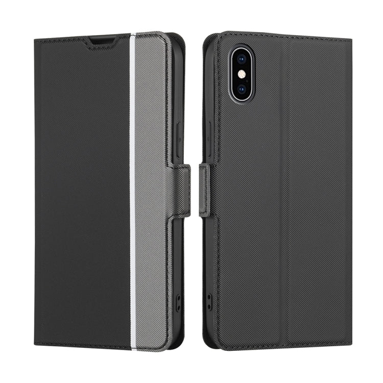 For iPhone XS Max Twill Texture Side Button Leather Phone Case