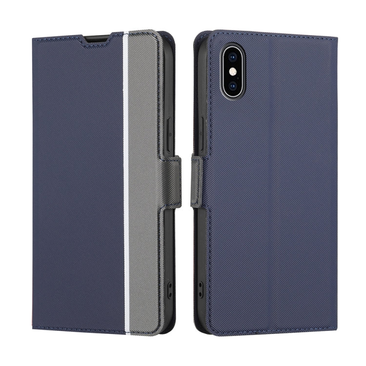 For iPhone XS Max Twill Texture Side Button Leather Phone Case