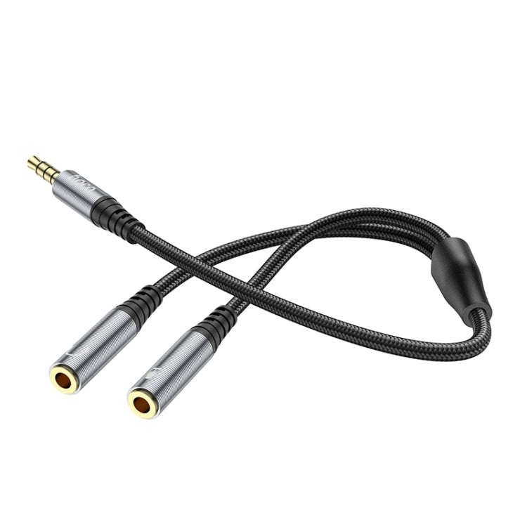 hoco UPA21 2 in 1 3.5mm Male to 2 x Female Headset Audio Adapter Cable(Metal Grey)