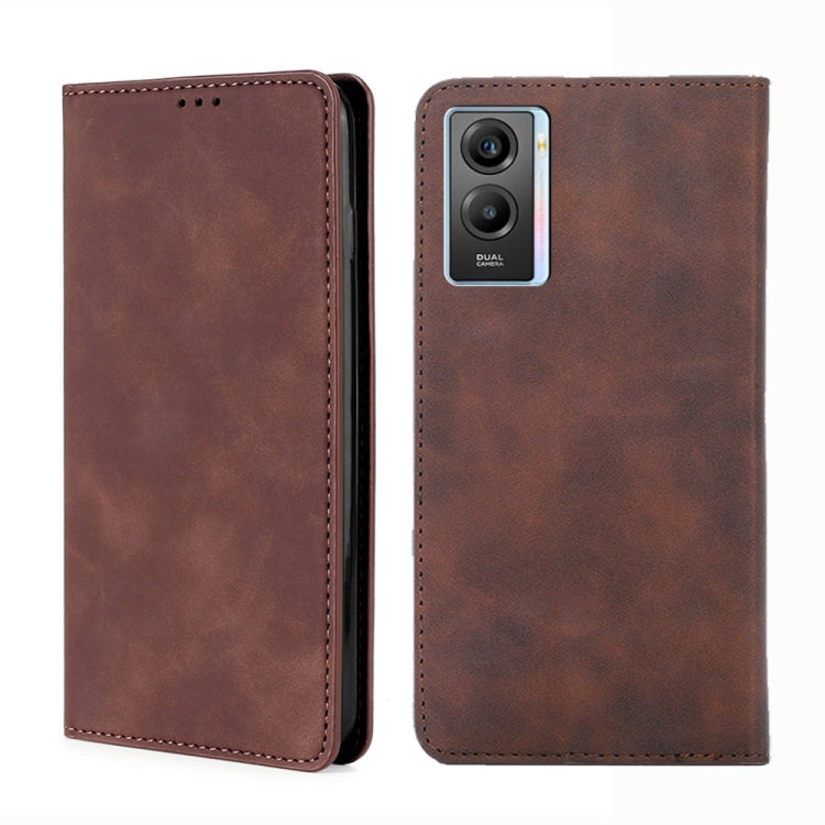 For vivo Y55s 5G Skin Feel Magnetic Horizontal Flip Leather Phone Case