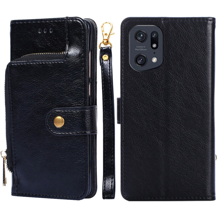 For OPPO Find X5 Pro Zipper Bag Leather Phone Case