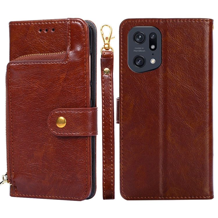 For OPPO Find X5 Pro Zipper Bag Leather Phone Case