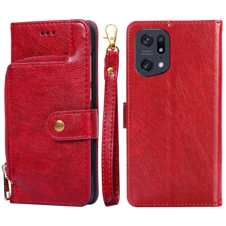 For OPPO Find X5 Pro Zipper Bag Leather Phone Case