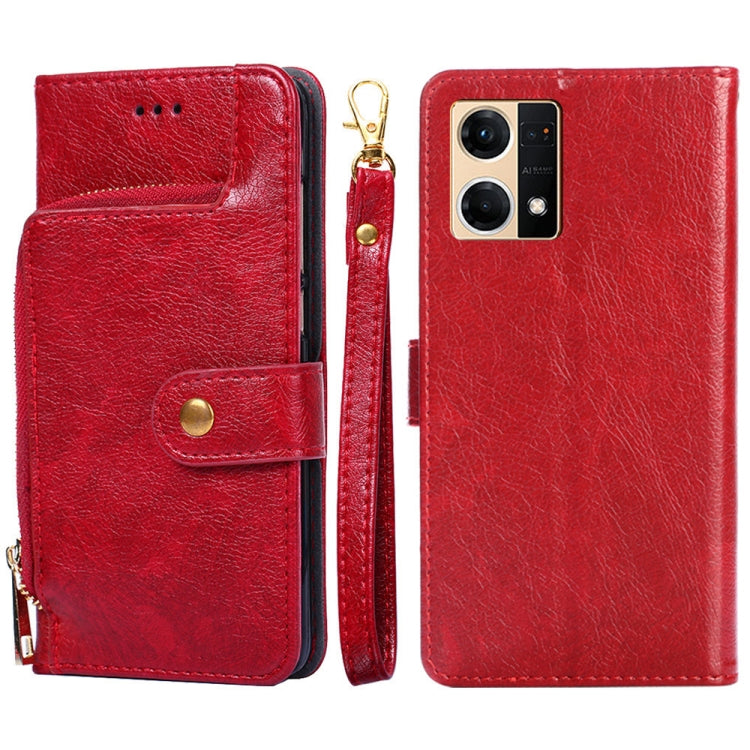 For OPPO Reno7 4G/F21 Pro 4G Zipper Bag Leather Phone Case