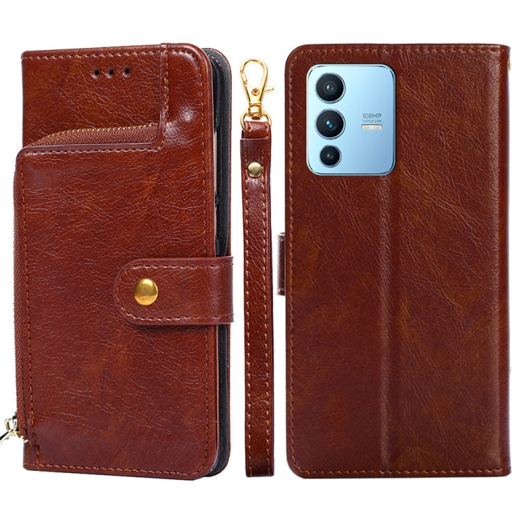For vivo S12 Pro/V23 Pro Zipper Bag Leather Phone Case