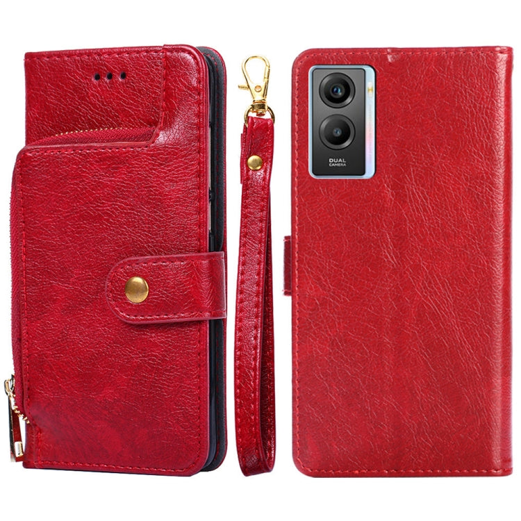 For vivo Y55s 5G Zipper Bag Leather Phone Case
