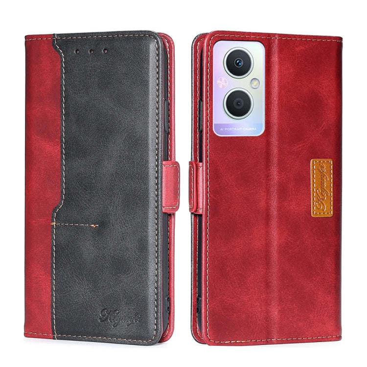 For OPPO A96 5G Contrast Color Side Buckle Leather Phone Case