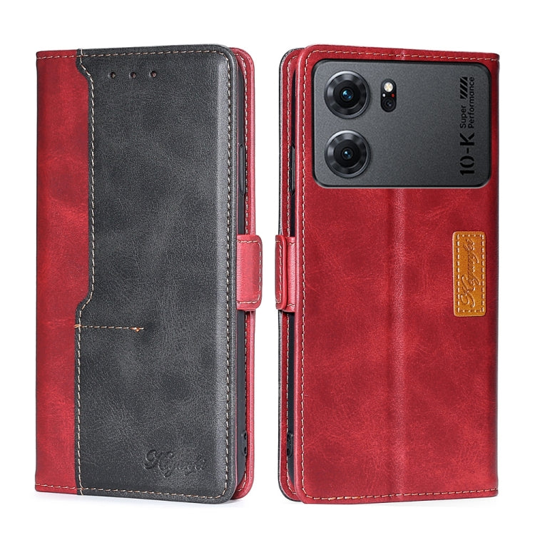 For OPPO K10 5G Contrast Color Side Buckle Leather Phone Case