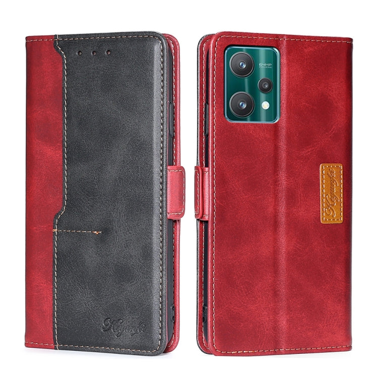 For OPPO Realme 9 Pro Contrast Color Side Buckle Leather Phone Case